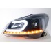 Mercedes C Class W204 12-15 Black Projector Headlamp w Light Bar Driving Lamp